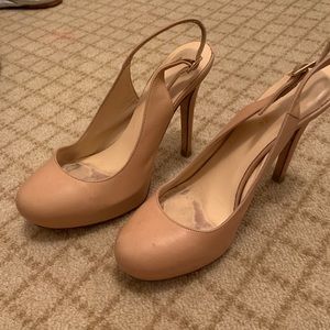 Kate spade nude leather sling back pumps